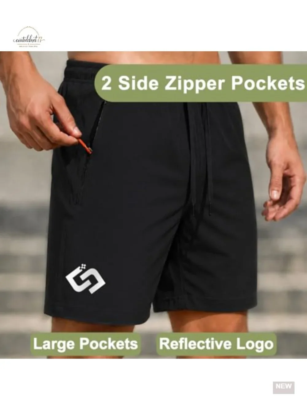 Men's 7 Inch Athletic Gym Shorts Quick Dry with Zipper Pockets Polyester Spandex